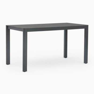 Isaac 6 Seat Aluminium Wood High Dining Set - Rectangular Table in Graphite Grey