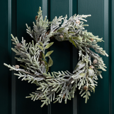 Artificial Frosted Spruce Christmas Wreath