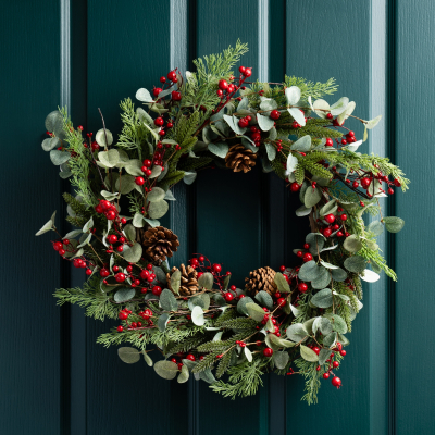 Artificial Evergreen Berry Christmas Wreath