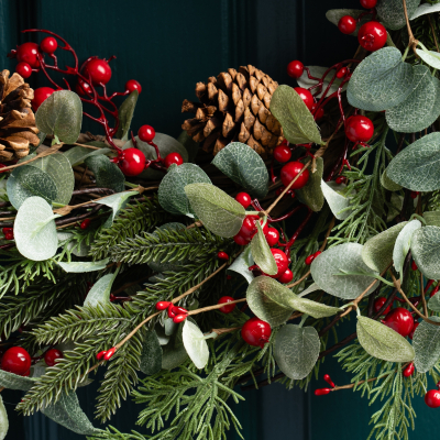 Artificial Evergreen Berry Christmas Wreath