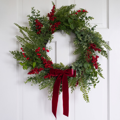 Artificial Berry Bow Christmas Wreath