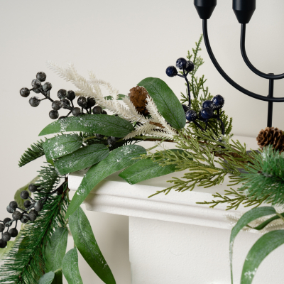 Artficial Snowy Blueberry Christmas Garland