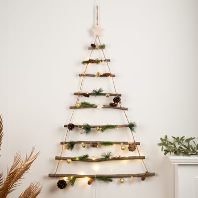 Hanging Christmas Tree Ladder Lit Wall Decoration