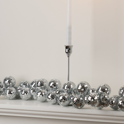 Silver Mirror Disco Ball Christmas Garland