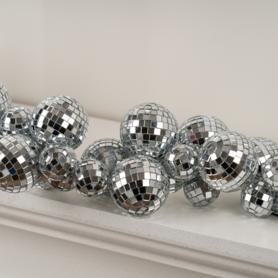 Silver Mirror Disco Ball Christmas Garland