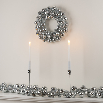 Silver Mirror Disco Ball Christmas Garland