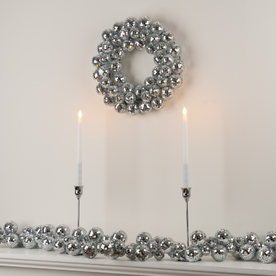 Silver Mirror Disco Ball Christmas Wreath