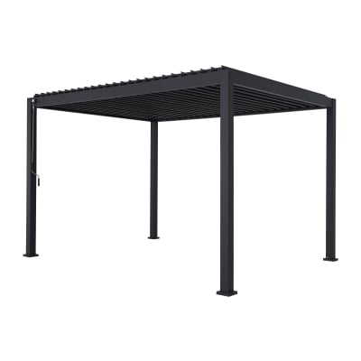 Mirador Aluminium Metal Pergola in Graphite Grey - 4.0m x 3.0m Free Standing