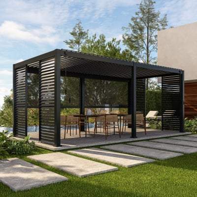 Mirador Aluminium Metal Pergola in Graphite Grey