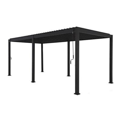 Mirador Aluminium Metal Pergola in Graphite Grey - 6.0m x 3.0m Free Standing