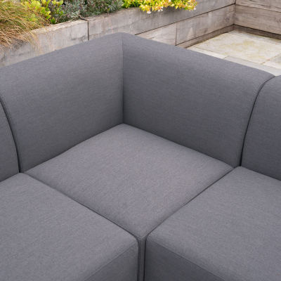 Casey All Weather Fabric Aluminium L-Shape Corner Sofa Lounging Set in Dark Grey