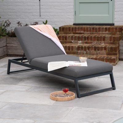 Dani All Weather Fabric Aluminium Sun Lounger in Dark Grey