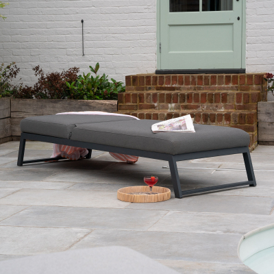 Dani All Weather Fabric Aluminium Sun Lounger in Dark Grey