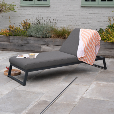 Dani All Weather Fabric Aluminium Sun Lounger in Dark Grey