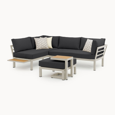 Freya Aluminium Wood Look Corner Sofa Lounging Set in Pebble