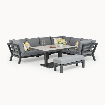 Emerson L-Shaped Corner Aluminium Lounge Dining Set with Bench