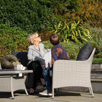 Emily Rattan 2 Seater Sofa Lounging Set in Moon Grey