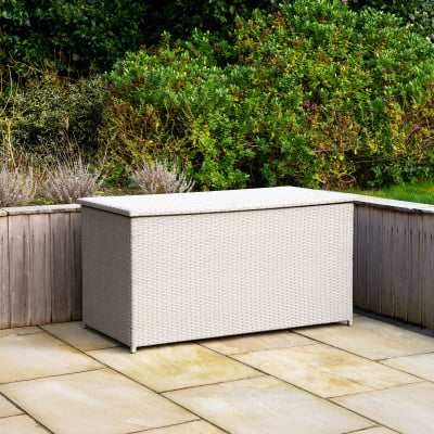 Medium Rattan Storage Box in Moon Grey