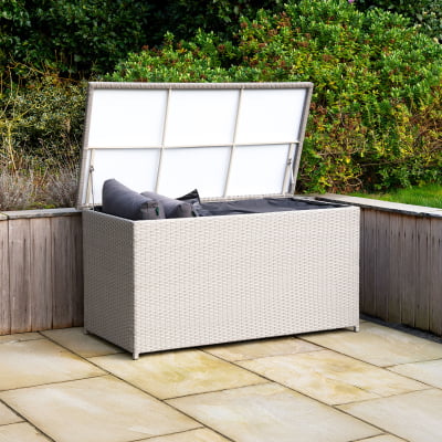 Medium Rattan Storage Box in Moon Grey