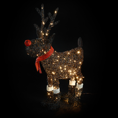 Rattan LED Standing Rudolph Reindeer Figure in Brown