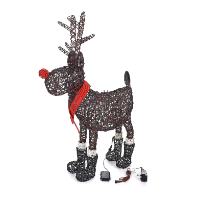 Rattan LED Standing Rudolph Reindeer Figure in Brown