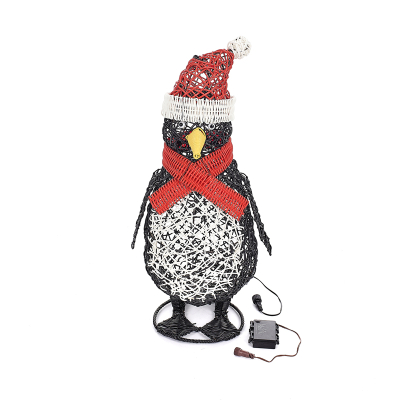 Rattan LED Rockie Penguin Figure in Black