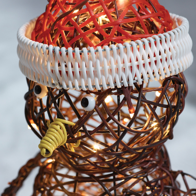 Rattan LED Holly Robin Figure in Brown