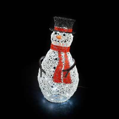 Rattan LED Chilly Snowman Figure in White