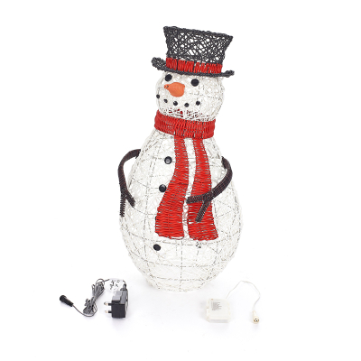 Rattan LED Chilly Snowman Figure in White