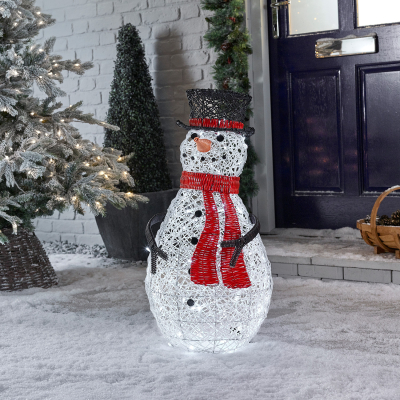 Rattan LED Chilly Snowman Figure in White