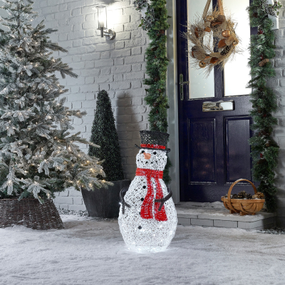 Rattan LED Chilly Snowman Figure in White