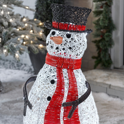 Rattan LED Chilly Snowman Figure in White