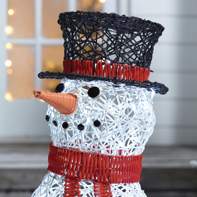 Rattan LED Chilly Snowman Figure in White