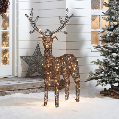 Large Rattan LED Ralph & Deer Friends in Brown