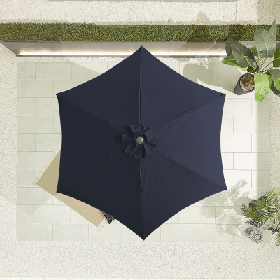 Antigua 2.7m Round Aluminium Traditional Parasol - Navy Canopy and Grey Frame