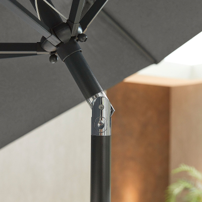 Antigua 2.4m Round Aluminium Traditional Parasol - Grey Canopy and Grey Frame