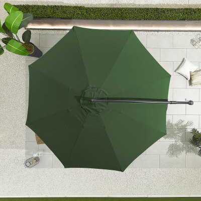 Barbados 3.0m Round Aluminium Cantilever Parasol - Green Canopy and Grey Frame