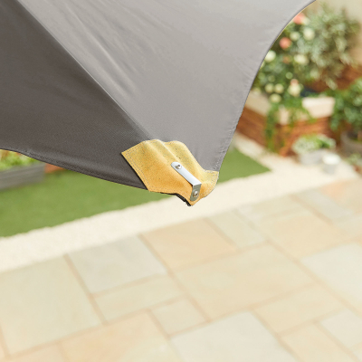 Dominica Deluxe 3.0m x 2.0m Rectangular Wooden Traditional Parasol - Grey Canopy