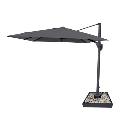 Galaxy 4.0m x 3.0m Rectangular LED Aluminium Cantilever Parasol - Grey Canopy and Grey Frame