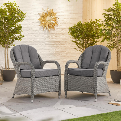 Leeanna 2 Seat Rattan Bistro Set - Round Bistro Table in White Wash