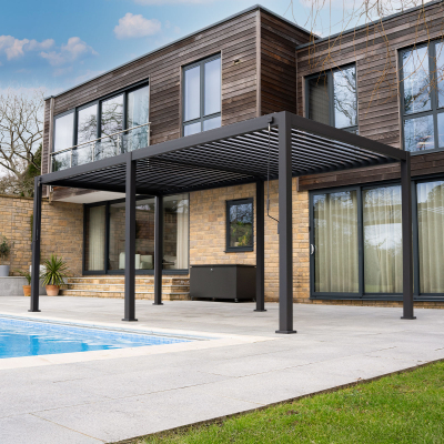 Legacy Aluminium Metal Pergola in Graphite Grey - 6.0m x 3.0m Free Standing