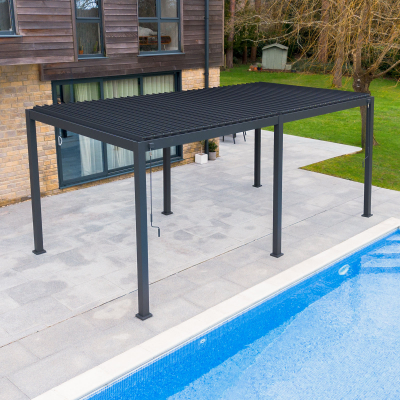 Legacy Aluminium Metal Pergola in Graphite Grey - 6.0m x 3.0m Free Standing