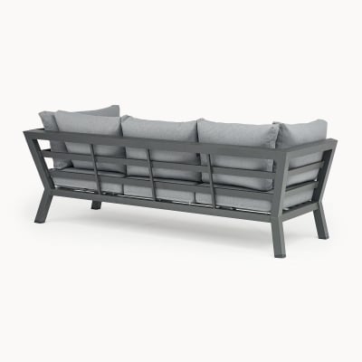 Emerson Compact Corner Aluminium Lounge Dining Set with 2 Benches - Adjustable Rising Table in Graphite Grey