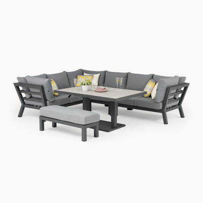 Emerson L-Shaped Corner Aluminium Lounge Dining Set with Bench