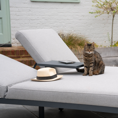 Dani All Weather Fabric Aluminium Double Sun Lounger in Ash Grey