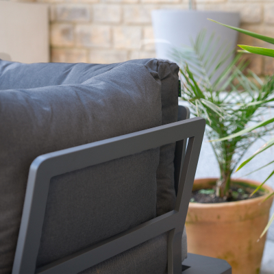Tate Aluminium Wood Look Corner Sofa Lounging Set in Graphite Grey