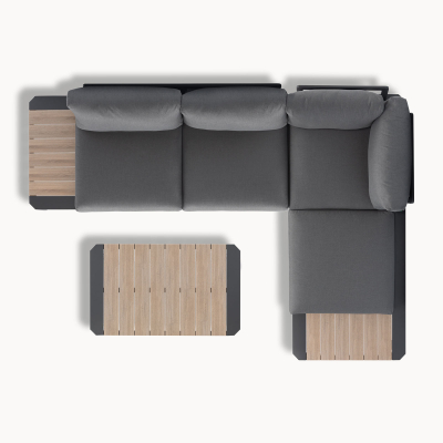 Tate Aluminium Wood Look Compact Corner Sofa Lounging Set in Graphite Grey