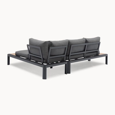 Tate Aluminium Wood Look Compact Corner Sofa Lounging Set in Graphite Grey