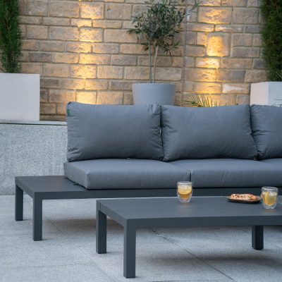 Calvin Aluminium Compact Corner Sofa Lounging Set in Graphite Grey