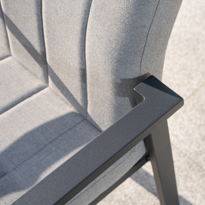 Ralph 6 Seat All Weather Fabric Aluminium High Dining Seat - Rectangular Table in Ash Grey